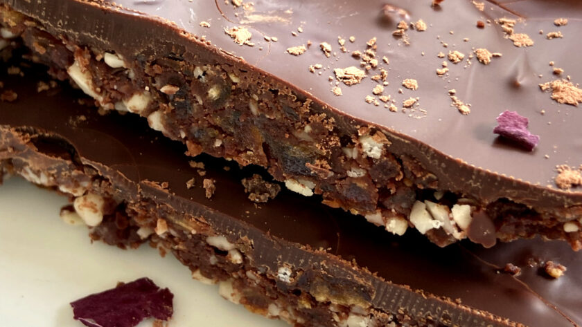 Chocolate almond date homemade energy bar
